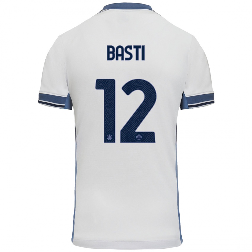 Gyermek Matteo Basti #12 Fehér Szürke Idegenbeli Jersey 2024/25 Mez Póló Ing