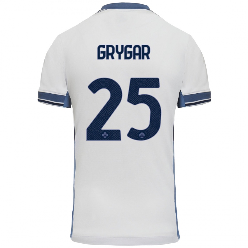 Gyermek Samuel Grygar #25 Fehér Szürke Idegenbeli Jersey 2024/25 Mez Póló Ing