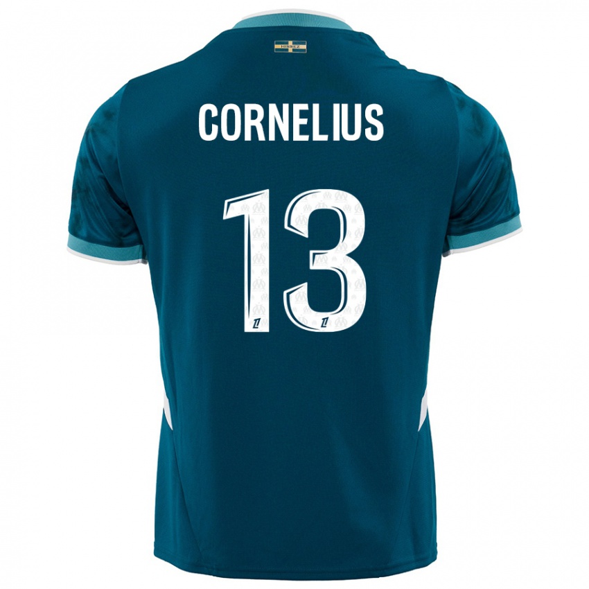 Gyermek Derek Cornelius #13 Türkizkék Idegenbeli Jersey 2024/25 Mez Póló Ing