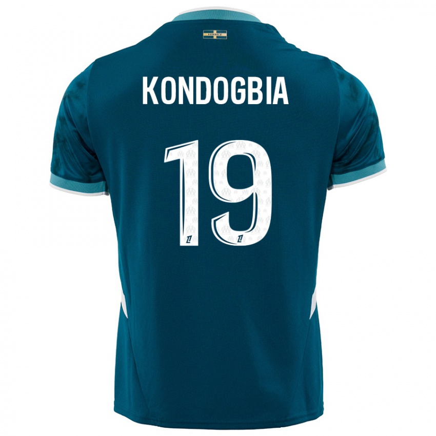 Gyermek Geoffrey Kondogbia #19 Türkizkék Idegenbeli Jersey 2024/25 Mez Póló Ing