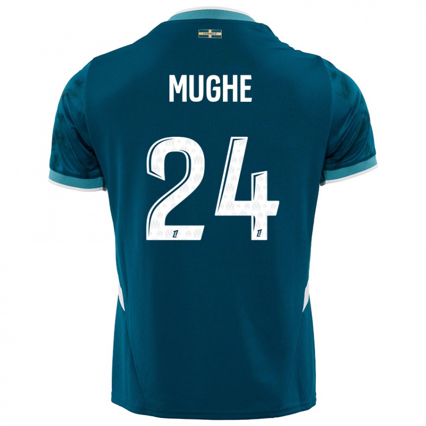 Gyermek François Mughe #24 Türkizkék Idegenbeli Jersey 2024/25 Mez Póló Ing