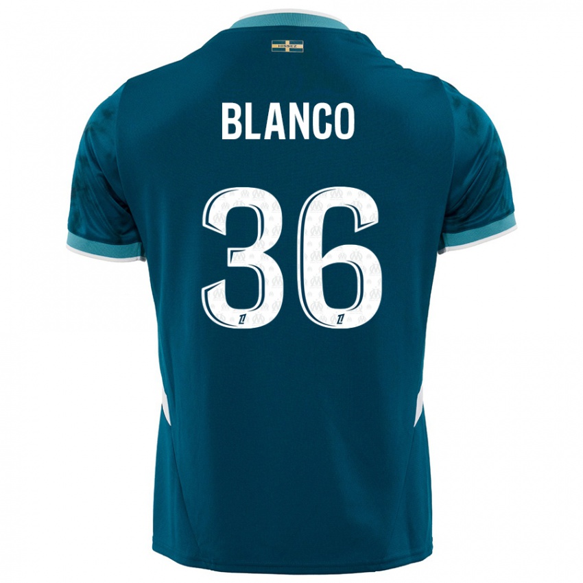 Gyermek Ruben Blanco #36 Türkizkék Idegenbeli Jersey 2024/25 Mez Póló Ing