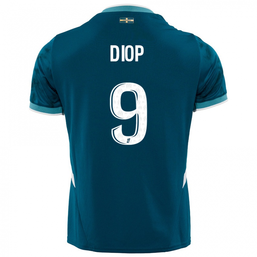 Gyermek Mama Diop #9 Türkizkék Idegenbeli Jersey 2024/25 Mez Póló Ing