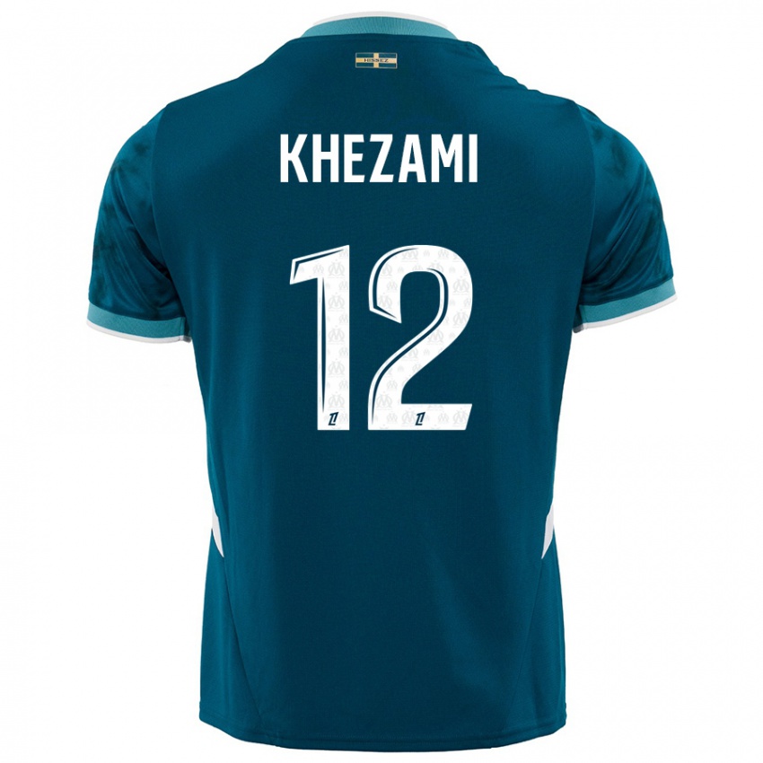 Gyermek Roselène Khezami #12 Türkizkék Idegenbeli Jersey 2024/25 Mez Póló Ing