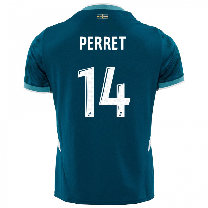 Gyermek Jenny Perret #14 Türkizkék Idegenbeli Jersey 2024/25 Mez Póló Ing