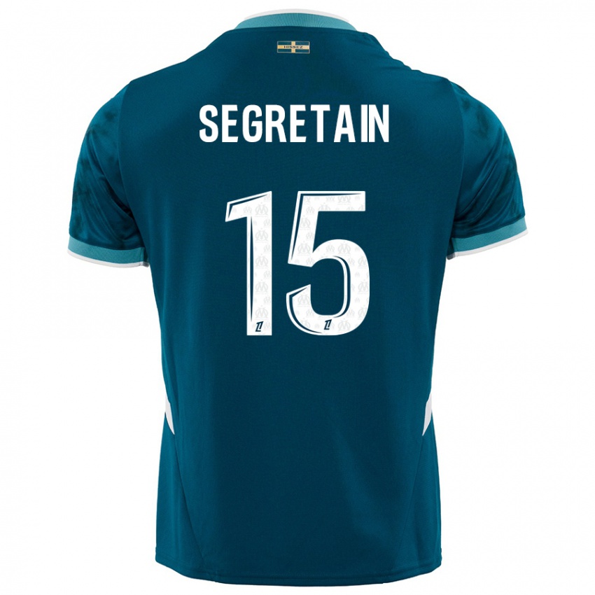 Gyermek Julie Ségrétain #15 Türkizkék Idegenbeli Jersey 2024/25 Mez Póló Ing