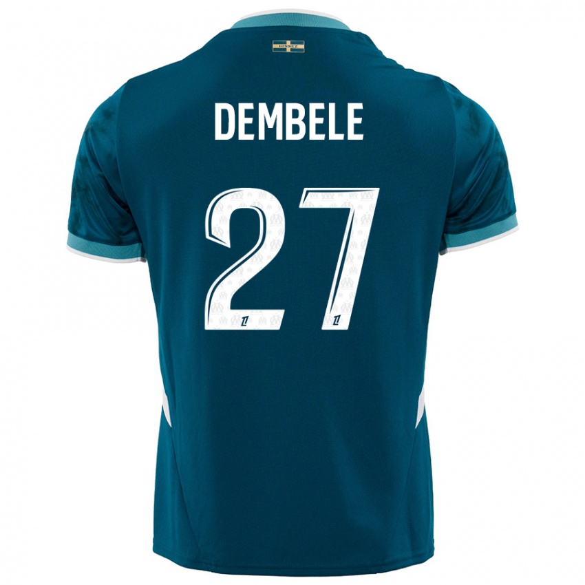 Gyermek Coumba Dembélé #27 Türkizkék Idegenbeli Jersey 2024/25 Mez Póló Ing