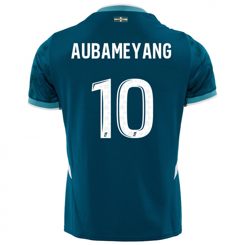 Gyermek Pierre-Emerick Aubameyang #10 Türkizkék Idegenbeli Jersey 2024/25 Mez Póló Ing