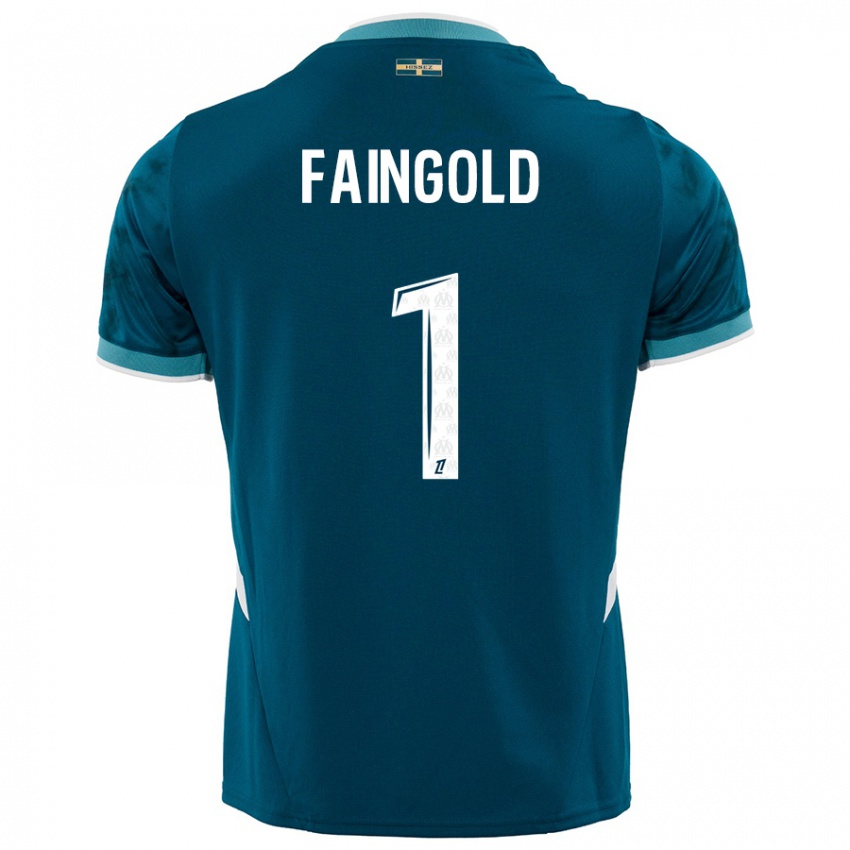 Gyermek Abbie Faingold #1 Türkizkék Idegenbeli Jersey 2024/25 Mez Póló Ing