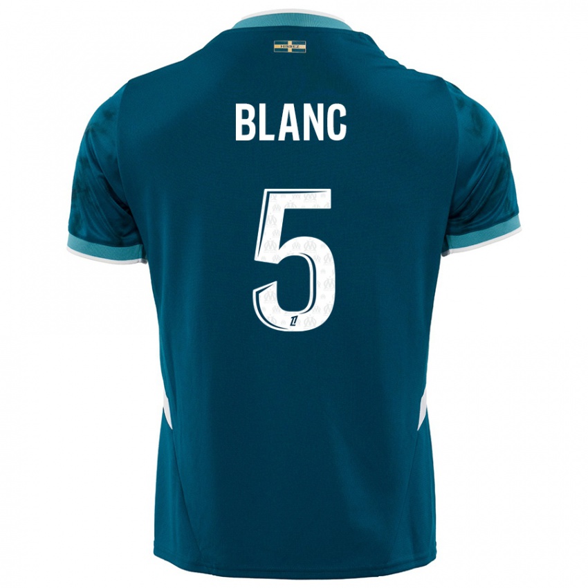 Gyermek Amandine Blanc #5 Türkizkék Idegenbeli Jersey 2024/25 Mez Póló Ing