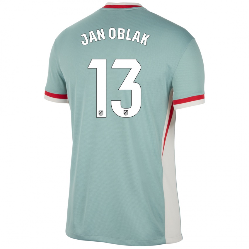 Gyermek Jan Oblak #13 Világos Bézs Kék Idegenbeli Jersey 2024/25 Mez Póló Ing