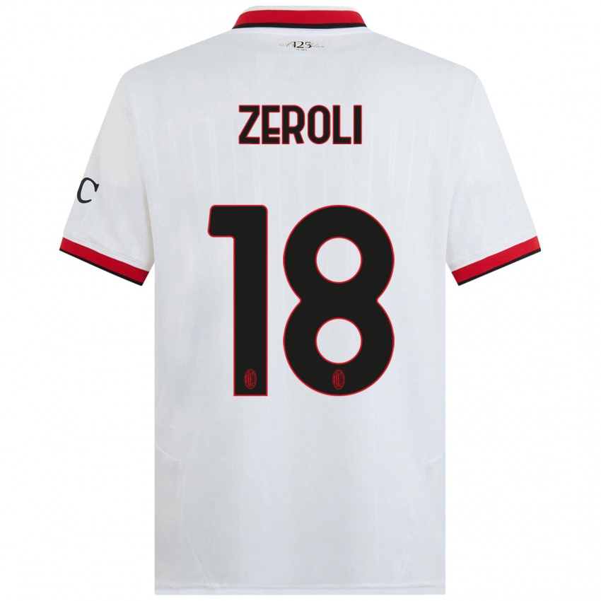 Gyermek Kevin Zeroli #18 Fehér Fekete Piros Idegenbeli Jersey 2024/25 Mez Póló Ing