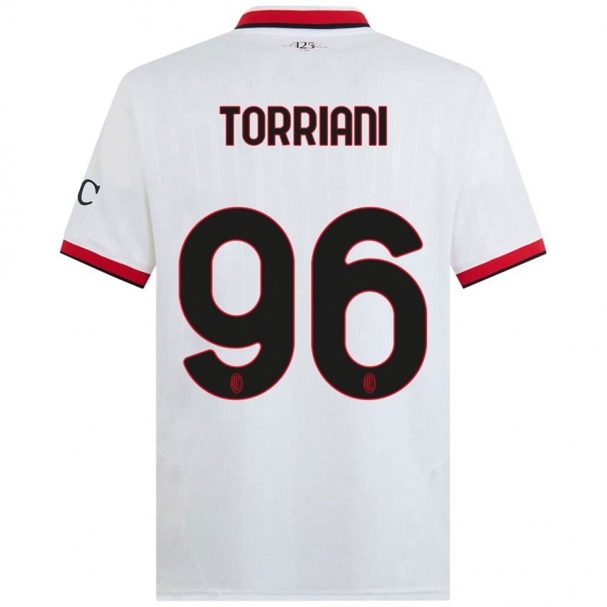 Gyermek Lorenzo Torriani #96 Fehér Fekete Piros Idegenbeli Jersey 2024/25 Mez Póló Ing