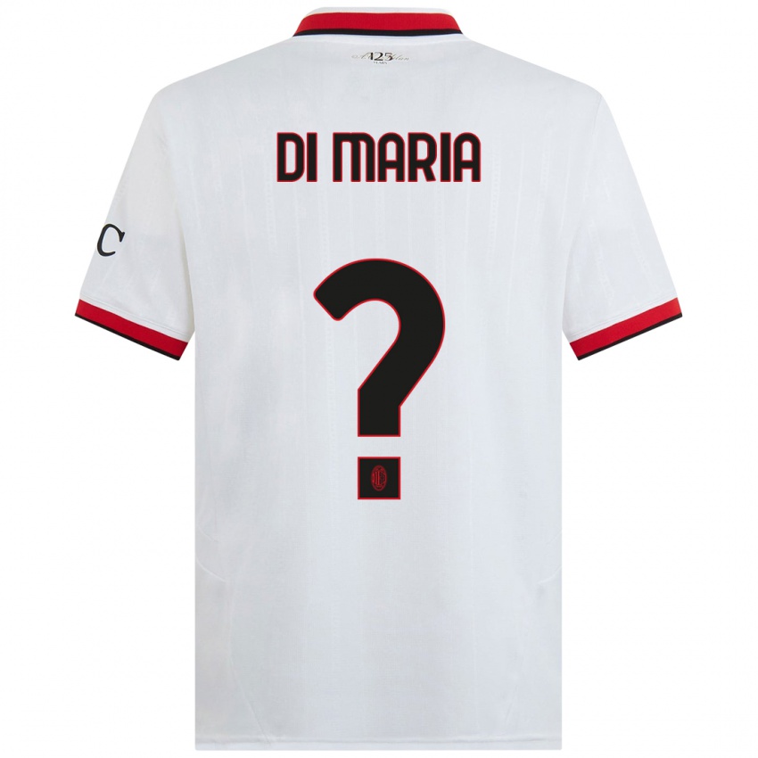 Gyermek Alessandro Di Maria #0 Fehér Fekete Piros Idegenbeli Jersey 2024/25 Mez Póló Ing