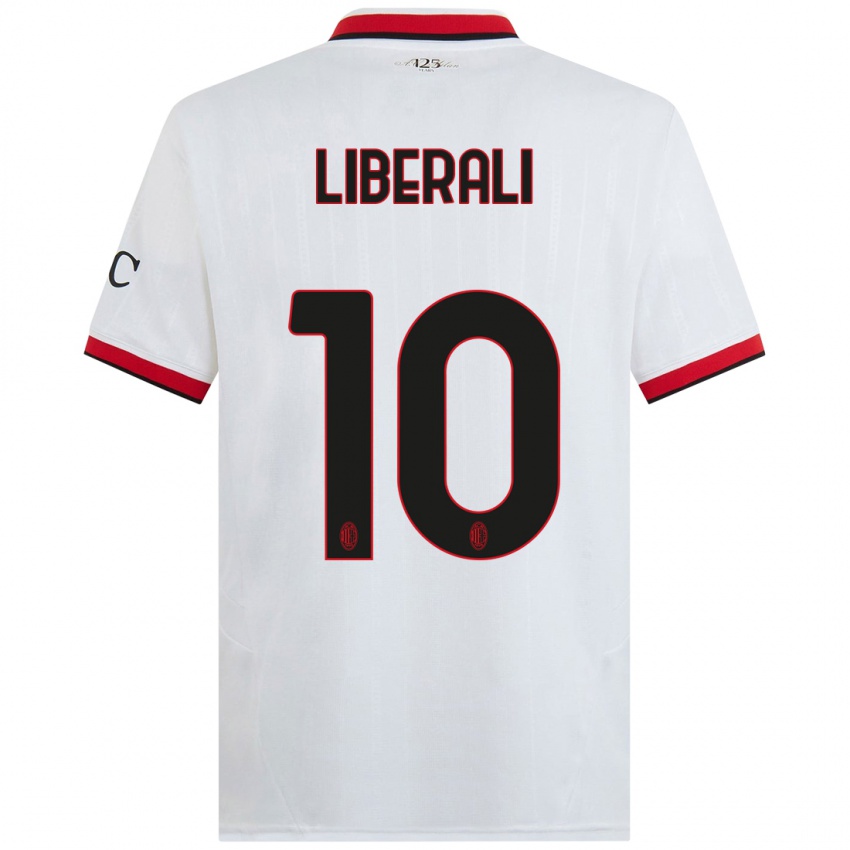 Gyermek Mattia Liberali #10 Fehér Fekete Piros Idegenbeli Jersey 2024/25 Mez Póló Ing