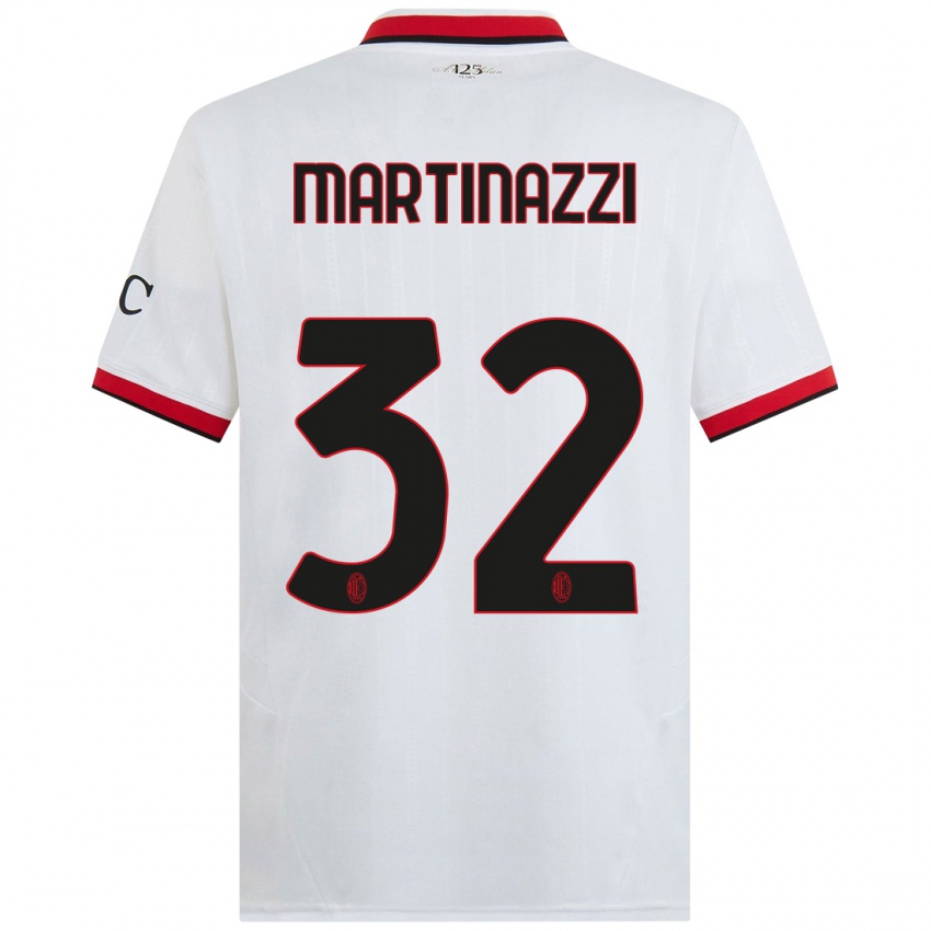 Gyermek Luca Martinazzi #32 Fehér Fekete Piros Idegenbeli Jersey 2024/25 Mez Póló Ing