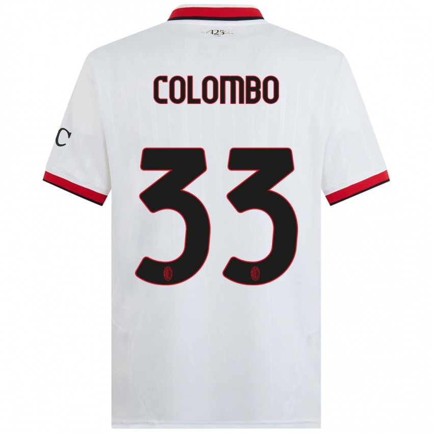 Gyermek Federico Colombo #33 Fehér Fekete Piros Idegenbeli Jersey 2024/25 Mez Póló Ing