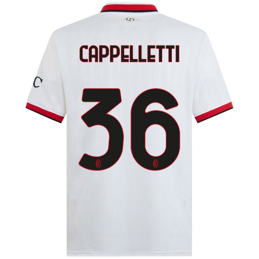 Gyermek Mattia Cappelletti #36 Fehér Fekete Piros Idegenbeli Jersey 2024/25 Mez Póló Ing