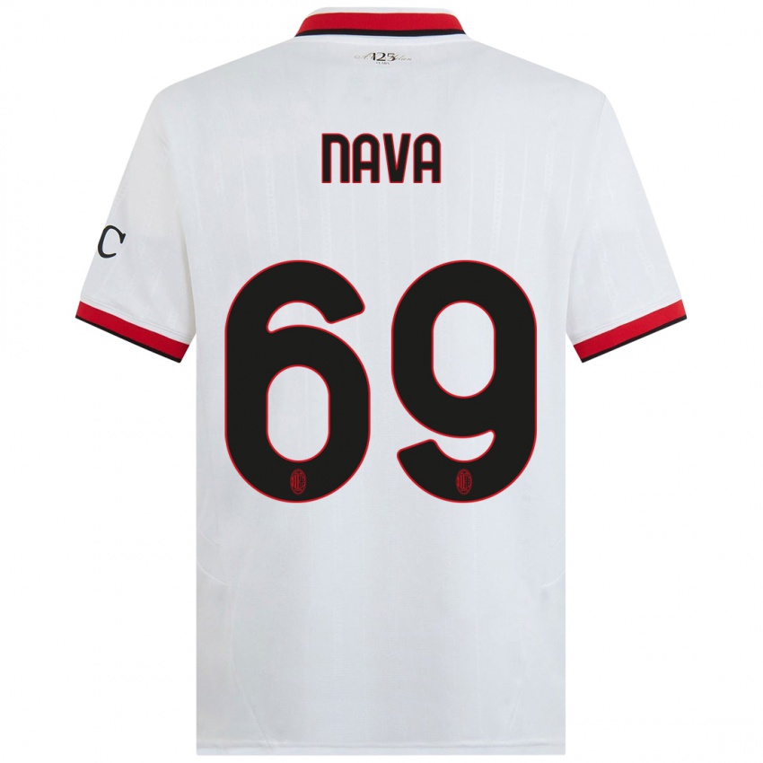 Gyermek Lapo Nava #69 Fehér Fekete Piros Idegenbeli Jersey 2024/25 Mez Póló Ing