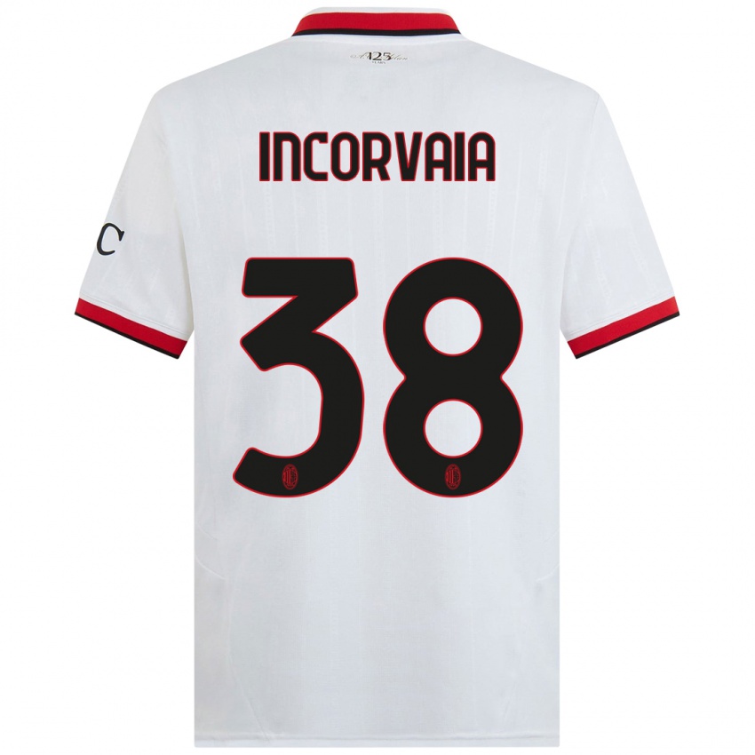 Gyermek Giovanni Incorvaia #38 Fehér Fekete Piros Idegenbeli Jersey 2024/25 Mez Póló Ing