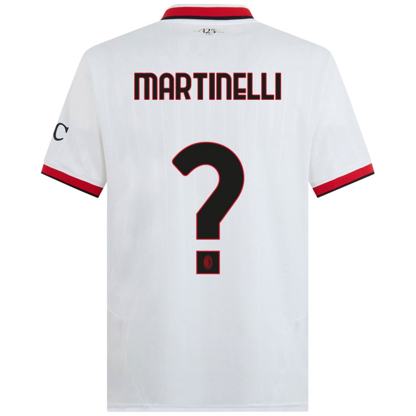 Gyermek Riccardo Martinelli #0 Fehér Fekete Piros Idegenbeli Jersey 2024/25 Mez Póló Ing