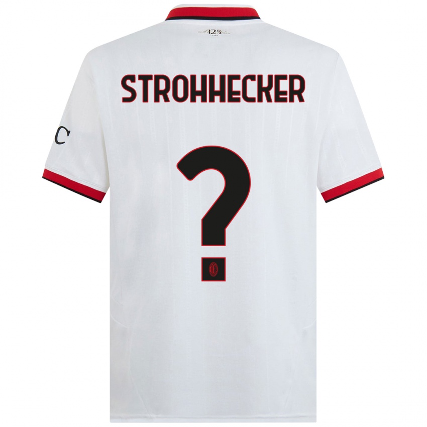 Gyermek Riccardo Strohhecker #0 Fehér Fekete Piros Idegenbeli Jersey 2024/25 Mez Póló Ing