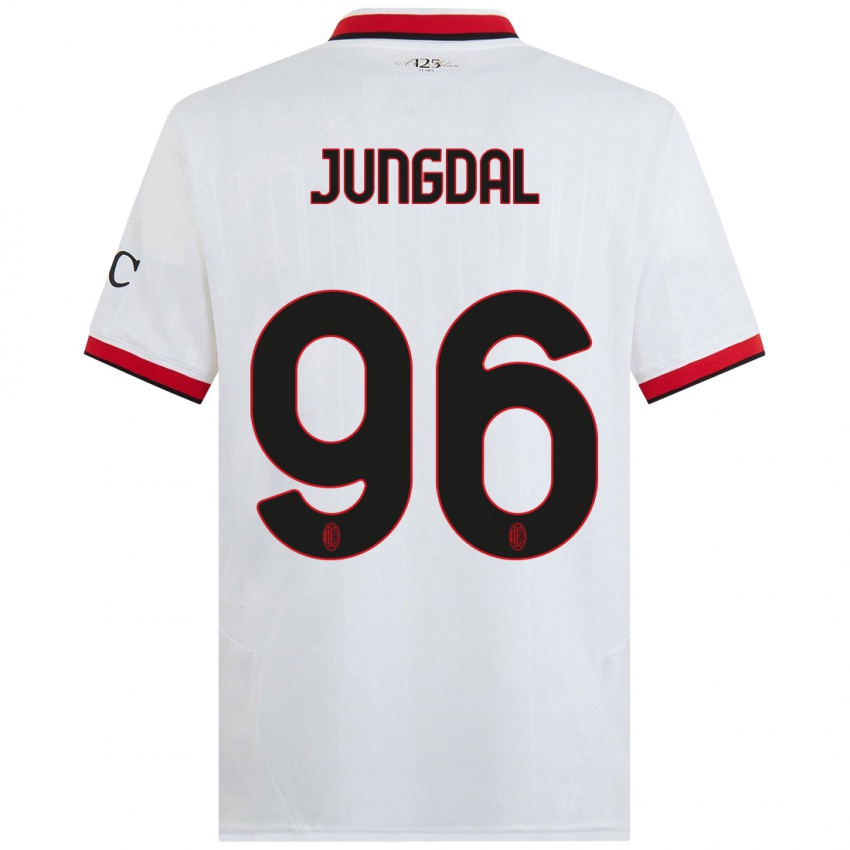 Gyermek Andreas Jungdal #96 Fehér Fekete Piros Idegenbeli Jersey 2024/25 Mez Póló Ing