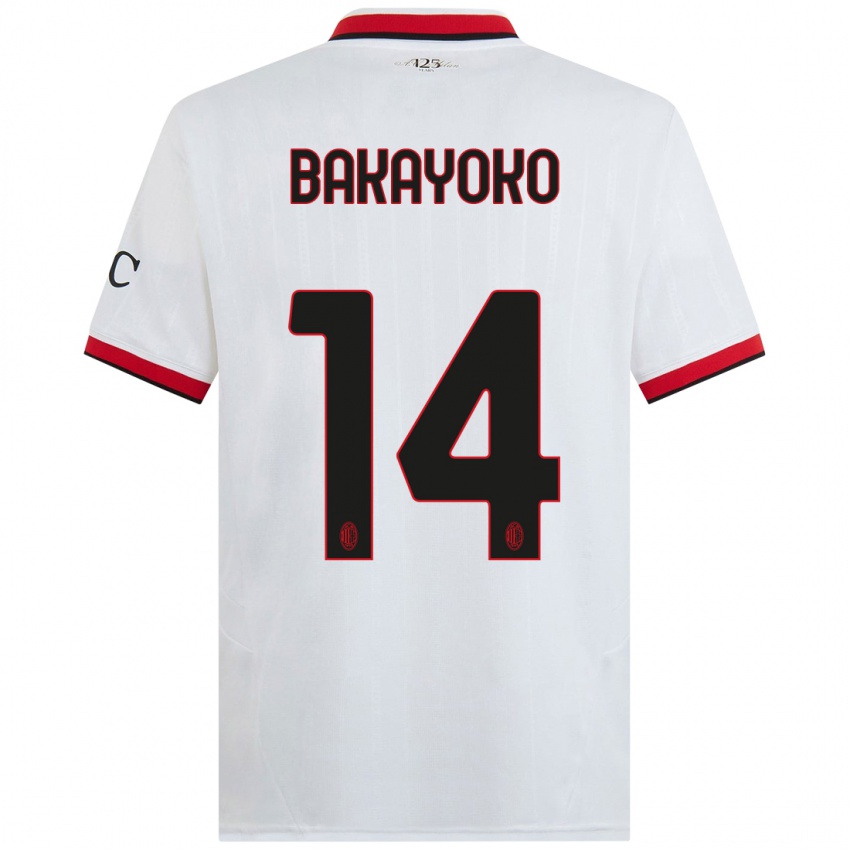 Gyermek Tiemoue Bakayoko #14 Fehér Fekete Piros Idegenbeli Jersey 2024/25 Mez Póló Ing