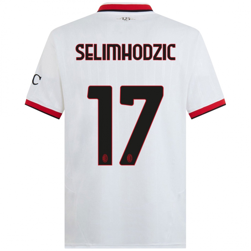 Gyermek Noa Selimhodzic #17 Fehér Fekete Piros Idegenbeli Jersey 2024/25 Mez Póló Ing