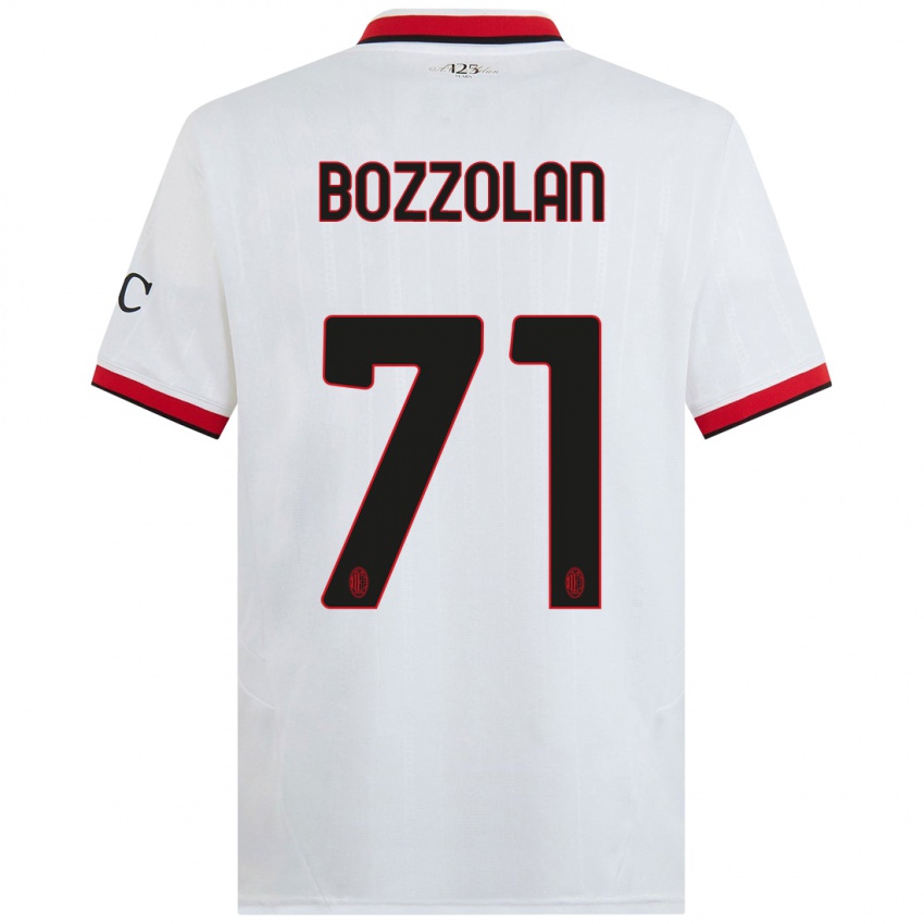 Gyermek Andrea Bozzolan #71 Fehér Fekete Piros Idegenbeli Jersey 2024/25 Mez Póló Ing