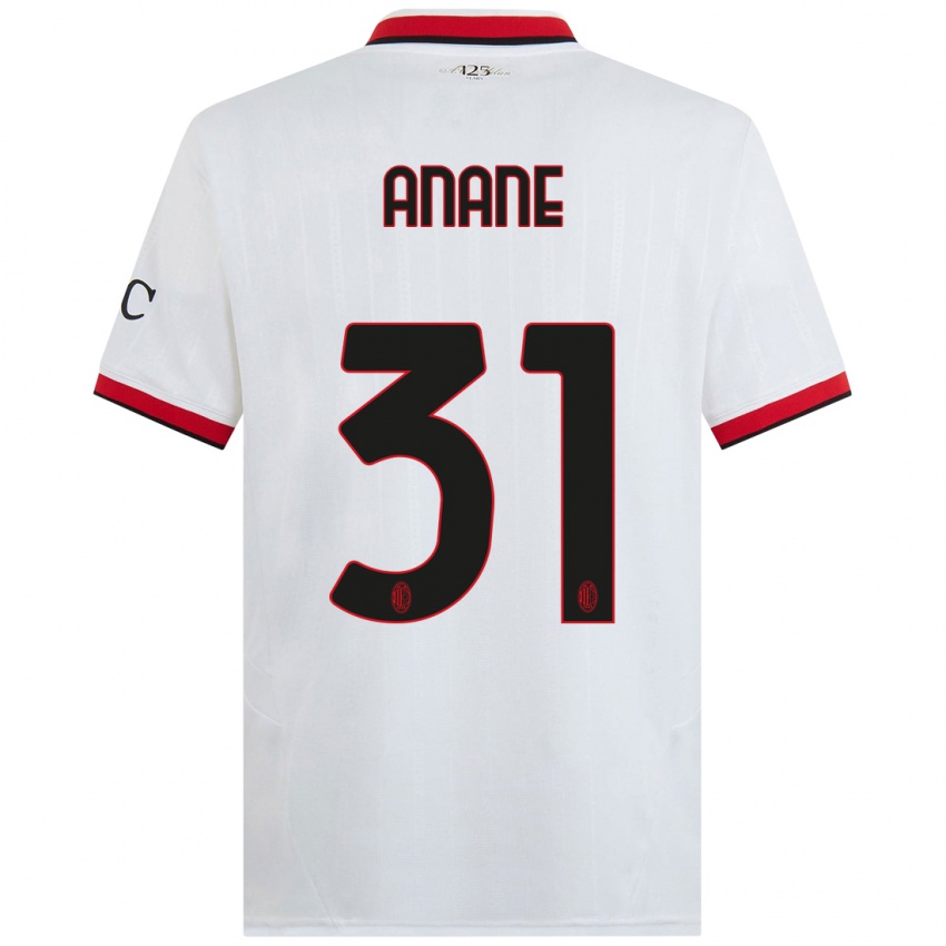 Gyermek Emmanuel Anane #31 Fehér Fekete Piros Idegenbeli Jersey 2024/25 Mez Póló Ing