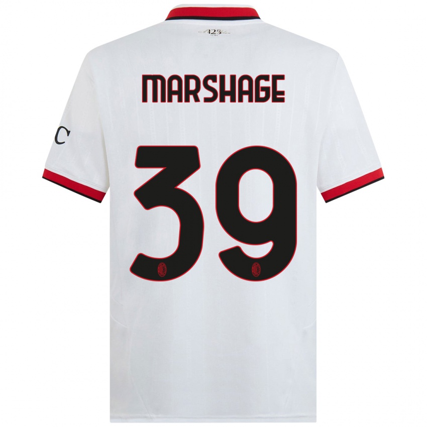 Gyermek Wilgot Marshage #39 Fehér Fekete Piros Idegenbeli Jersey 2024/25 Mez Póló Ing