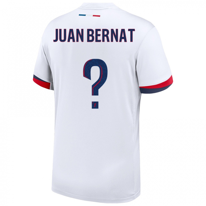 Gyermek Juan Bernat #0 Fehér Kék Piros Idegenbeli Jersey 2024/25 Mez Póló Ing