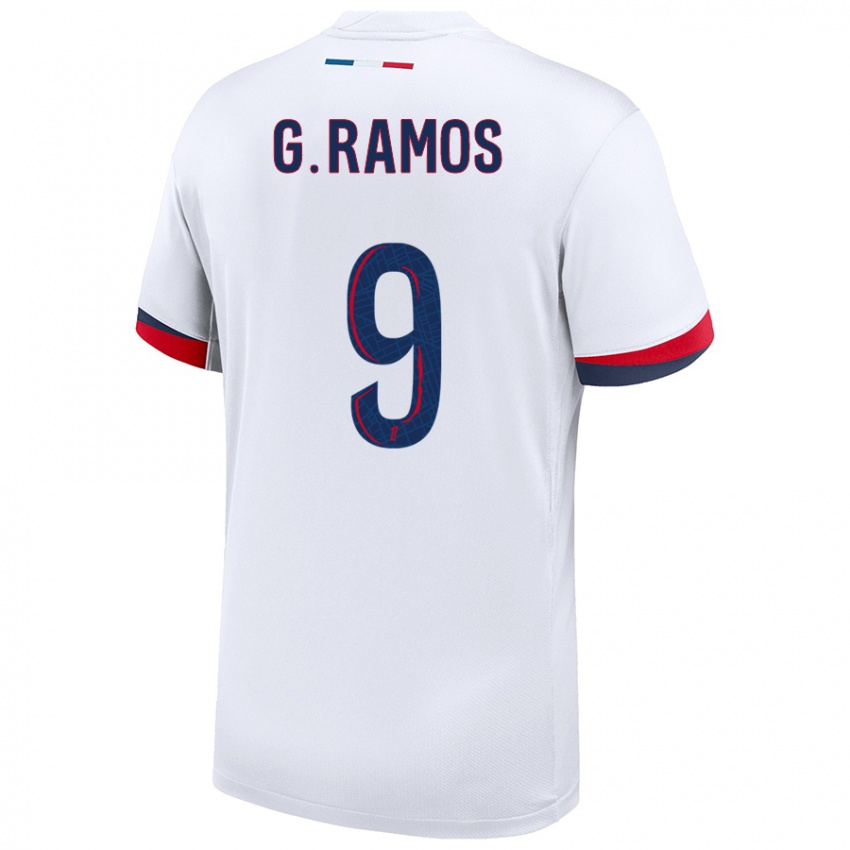 Gyermek Gonçalo Ramos #9 Fehér Kék Piros Idegenbeli Jersey 2024/25 Mez Póló Ing