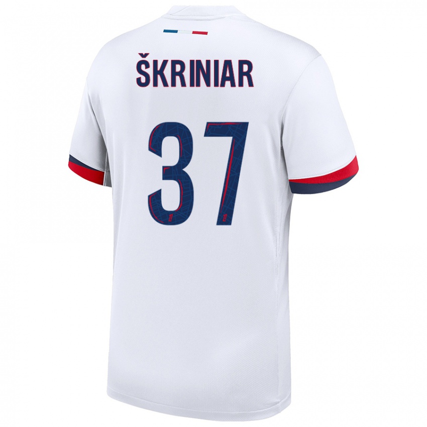 Gyermek Milan Skriniar #37 Fehér Kék Piros Idegenbeli Jersey 2024/25 Mez Póló Ing