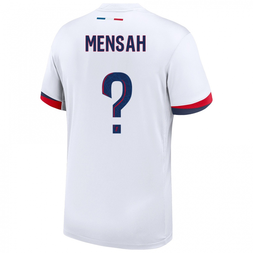 Gyermek Isaac Mensah #0 Fehér Kék Piros Idegenbeli Jersey 2024/25 Mez Póló Ing