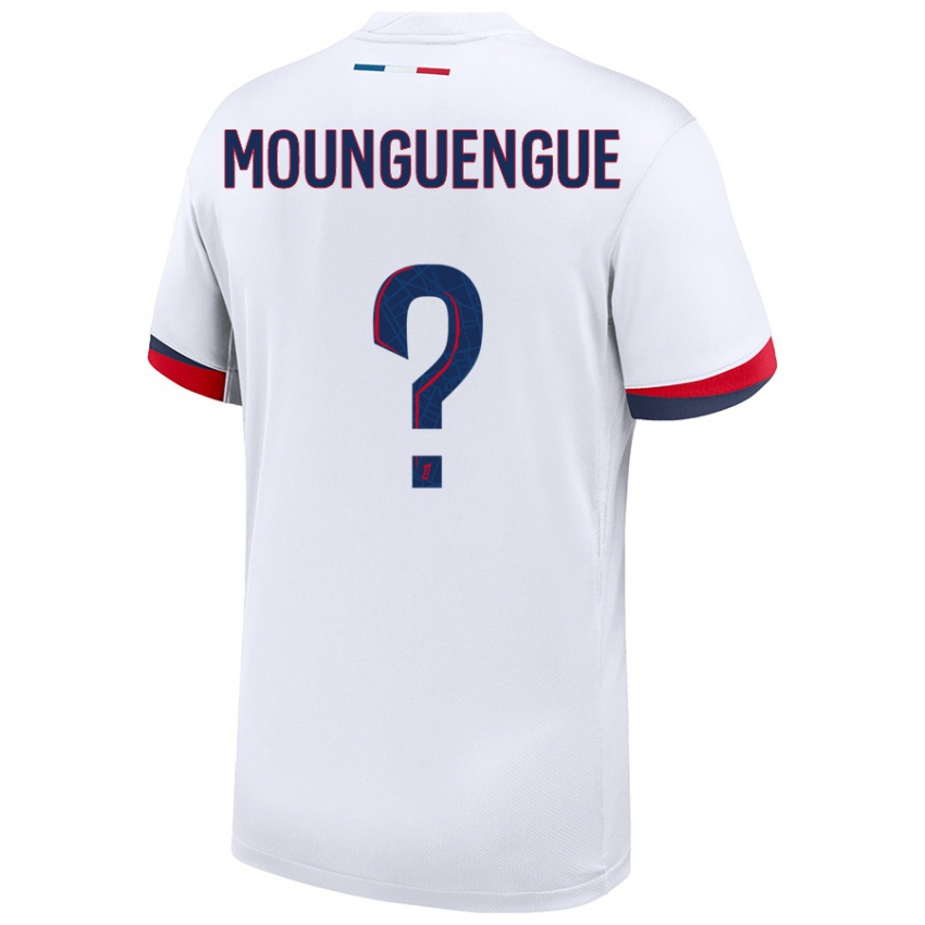 Gyermek Pierre Mounguengue #0 Fehér Kék Piros Idegenbeli Jersey 2024/25 Mez Póló Ing