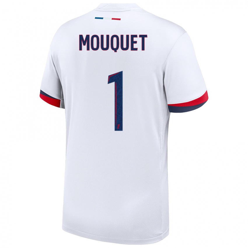 Gyermek Louis Mouquet #1 Fehér Kék Piros Idegenbeli Jersey 2024/25 Mez Póló Ing