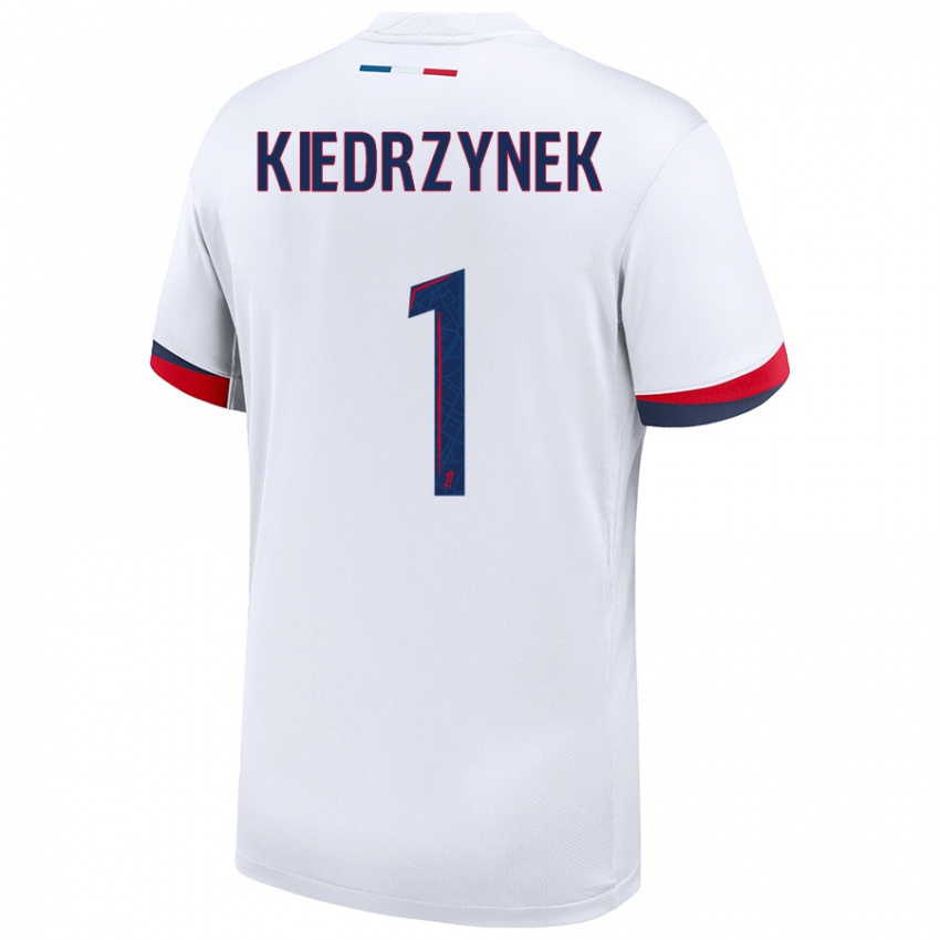 Gyermek Katarzyna Kiedrzynek #1 Fehér Kék Piros Idegenbeli Jersey 2024/25 Mez Póló Ing