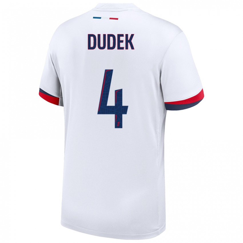 Gyermek Paulina Dudek #4 Fehér Kék Piros Idegenbeli Jersey 2024/25 Mez Póló Ing