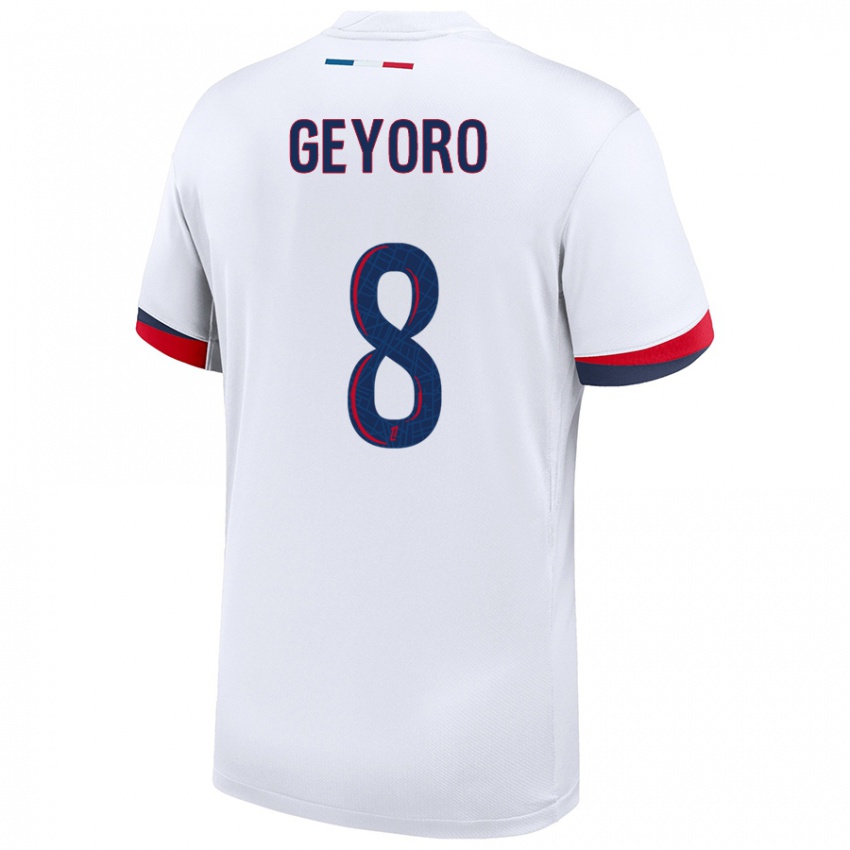 Gyermek Grace Geyoro #8 Fehér Kék Piros Idegenbeli Jersey 2024/25 Mez Póló Ing