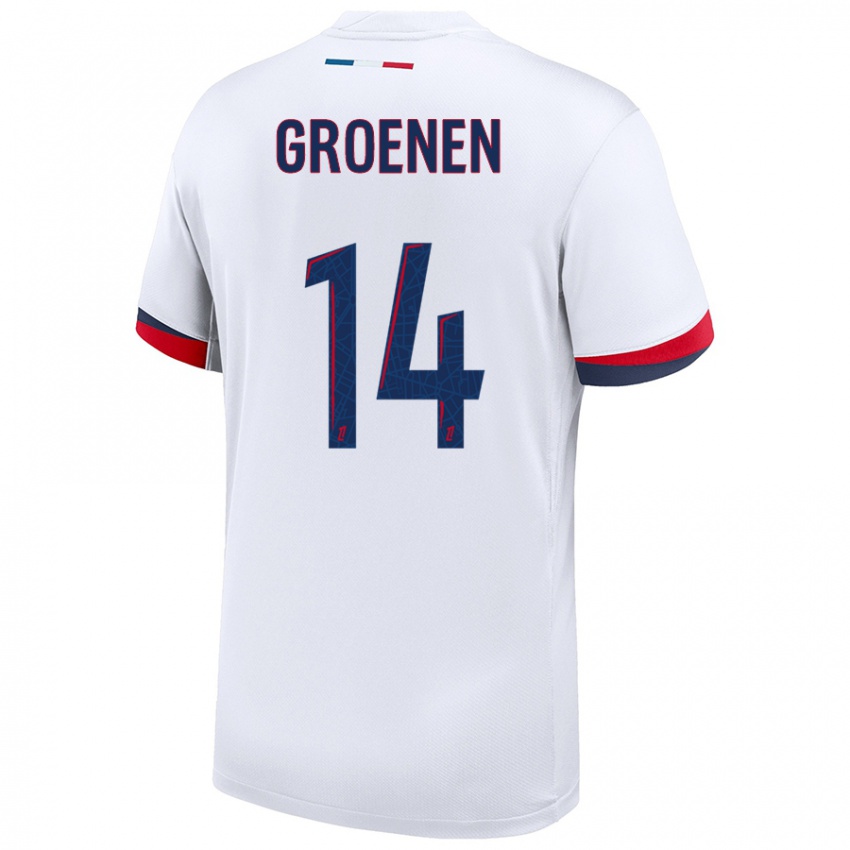 Gyermek Jackie Groenen #14 Fehér Kék Piros Idegenbeli Jersey 2024/25 Mez Póló Ing