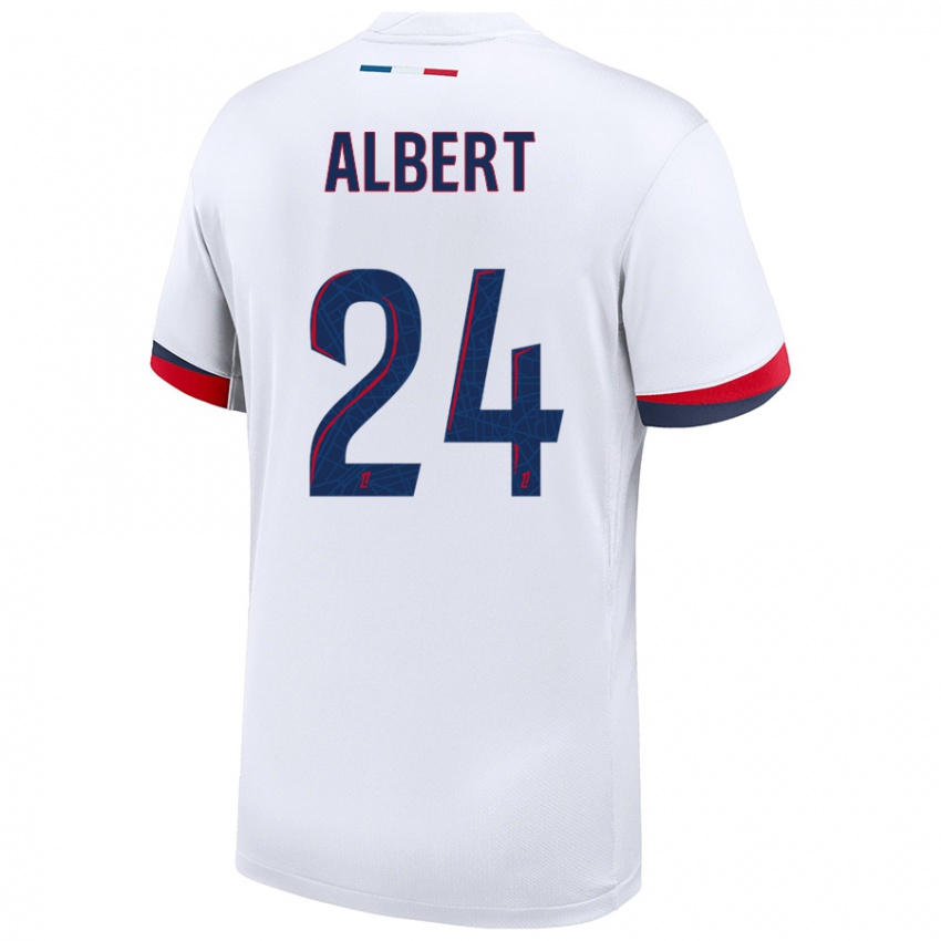 Gyermek Korbin Albert #24 Fehér Kék Piros Idegenbeli Jersey 2024/25 Mez Póló Ing