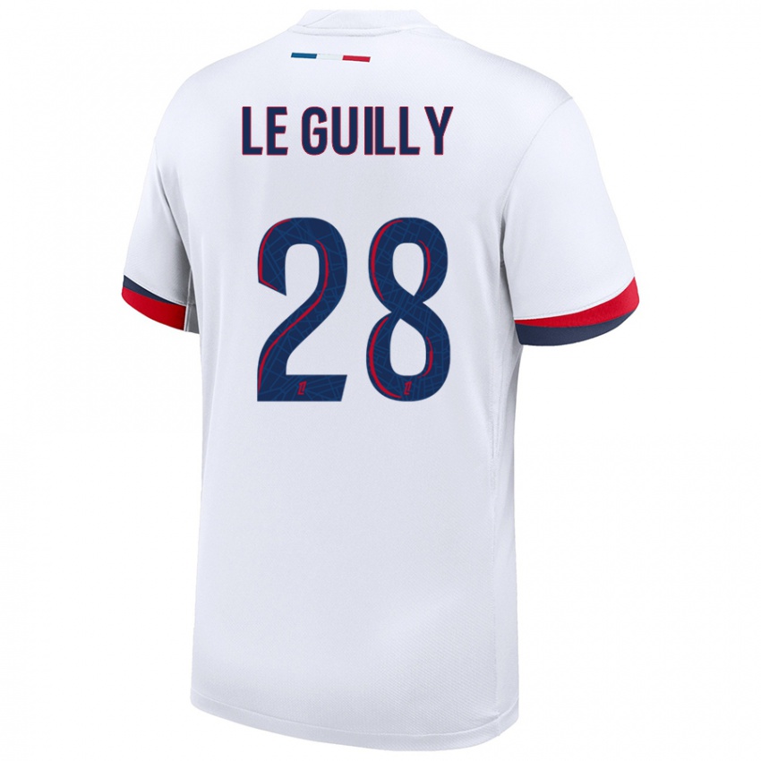 Gyermek Jade Le Guilly #28 Fehér Kék Piros Idegenbeli Jersey 2024/25 Mez Póló Ing