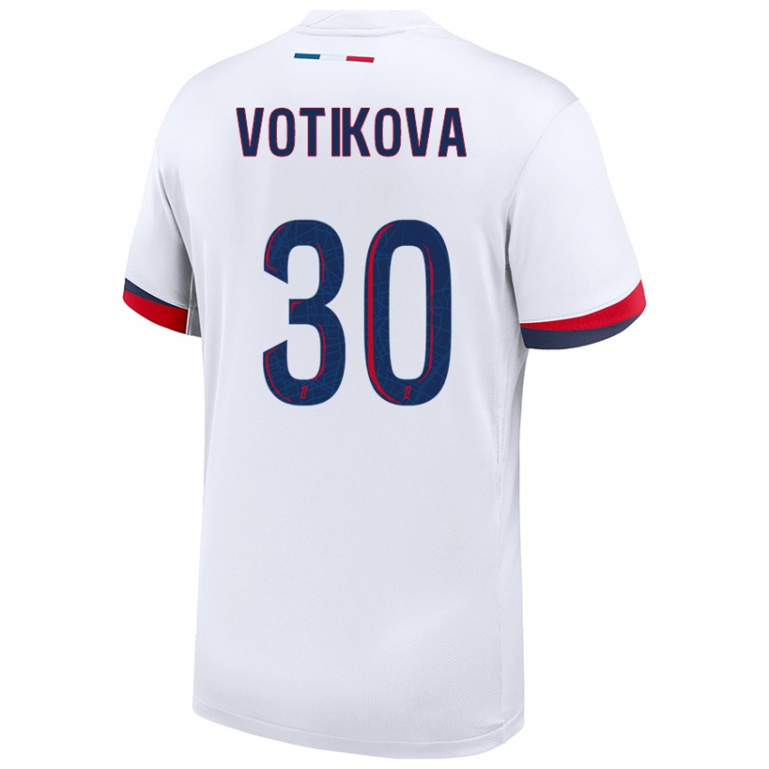 Gyermek Barbora Votikova #30 Fehér Kék Piros Idegenbeli Jersey 2024/25 Mez Póló Ing