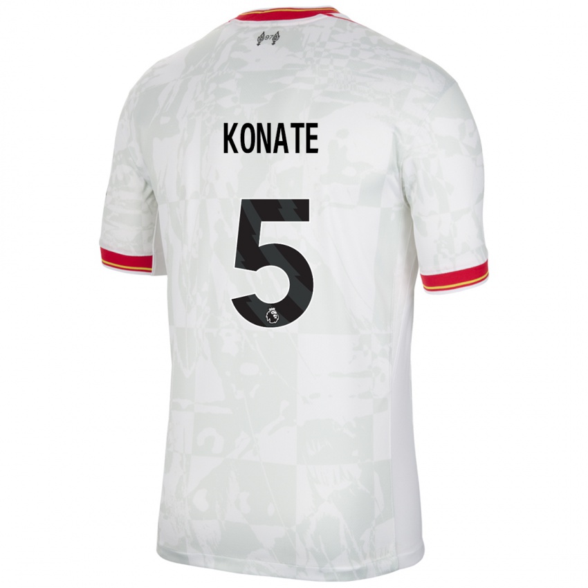 Gyermek Ibrahima Konate #5 Fehér Piros Fekete Harmadik Számú Jersey 2024/25 Mez Póló Ing