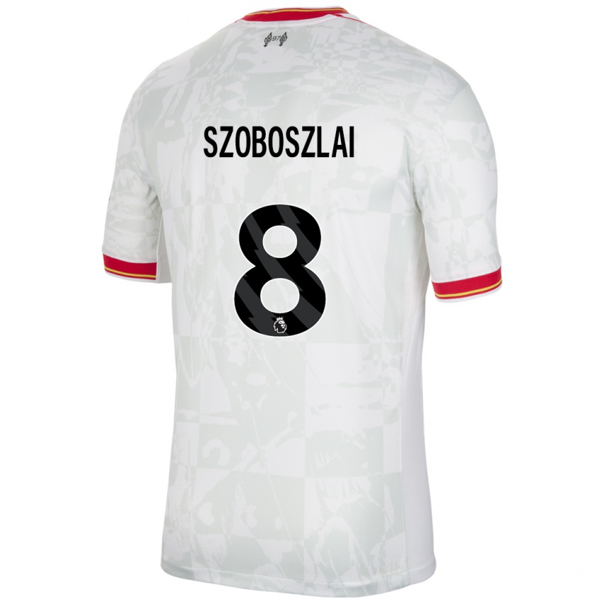 Gyermek Dominik Szoboszlai #8 Fehér Piros Fekete Harmadik Számú Jersey 2024/25 Mez Póló Ing