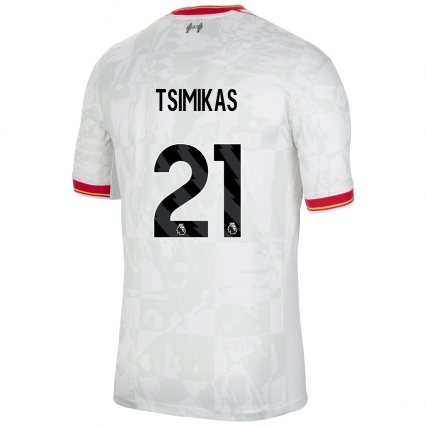 Gyermek Konstantinos Tsimikas #21 Fehér Piros Fekete Harmadik Számú Jersey 2024/25 Mez Póló Ing