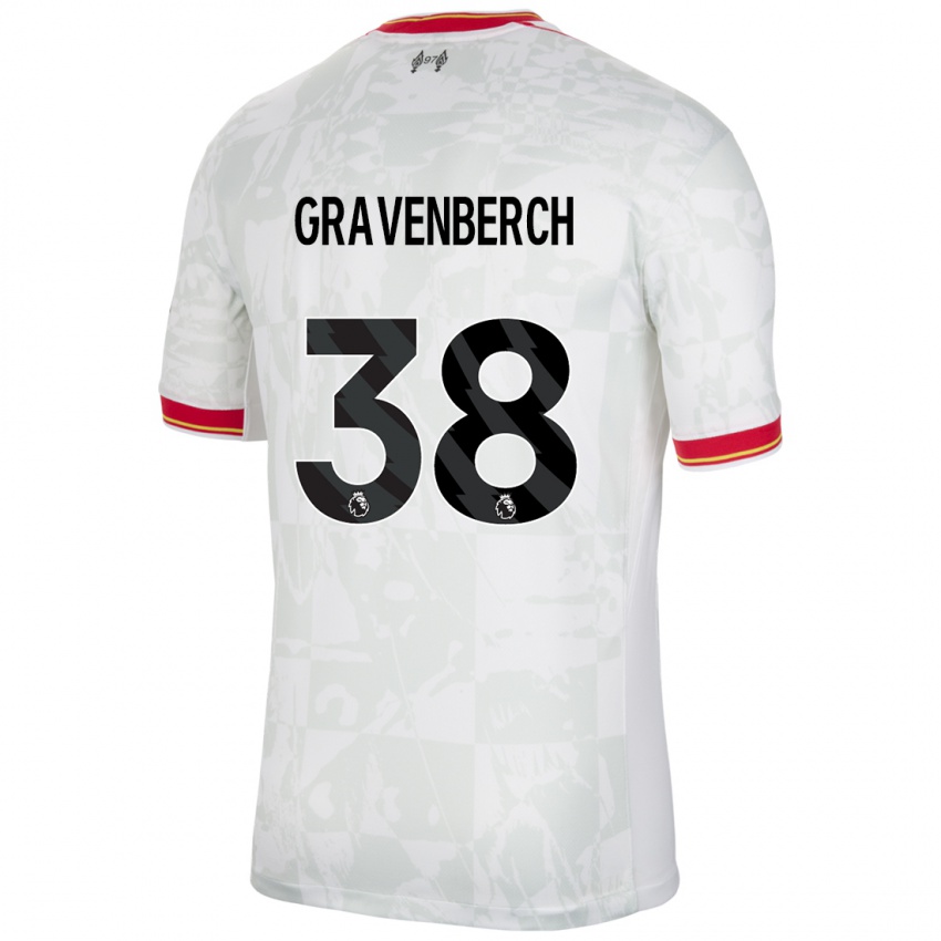 Gyermek Ryan Gravenberch #38 Fehér Piros Fekete Harmadik Számú Jersey 2024/25 Mez Póló Ing