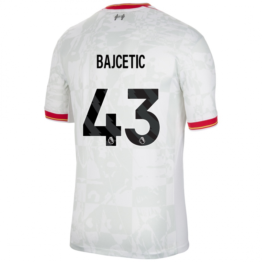 Gyermek Stefan Bajcetic #43 Fehér Piros Fekete Harmadik Számú Jersey 2024/25 Mez Póló Ing